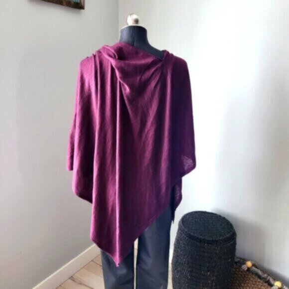 Echo Purple Poncho Sweater One Sz Burgundy Wine - Picture 2 of 9